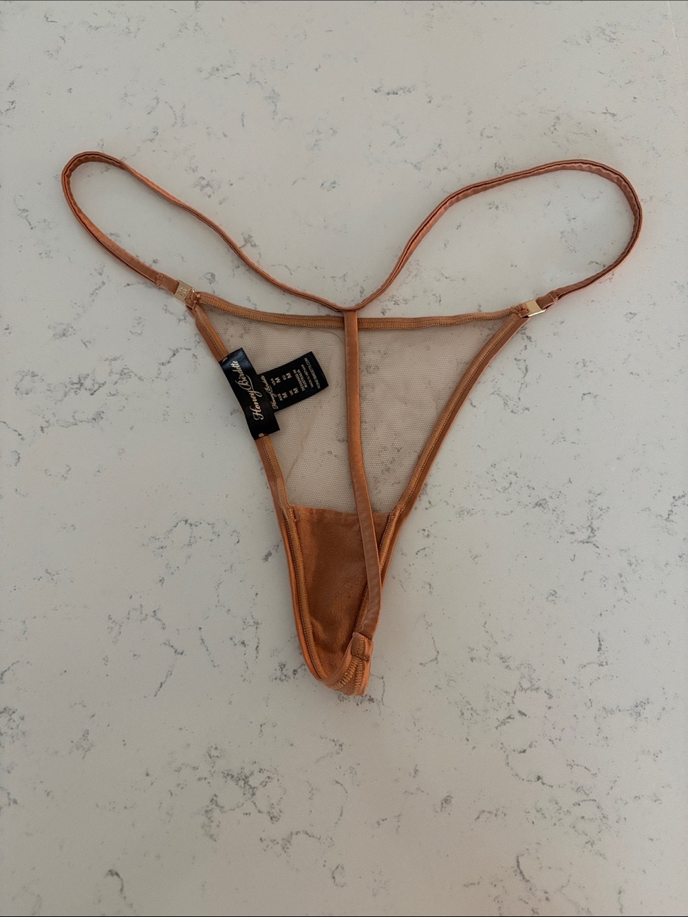 Honey Birdette Copper Sheer Mesh Thong
